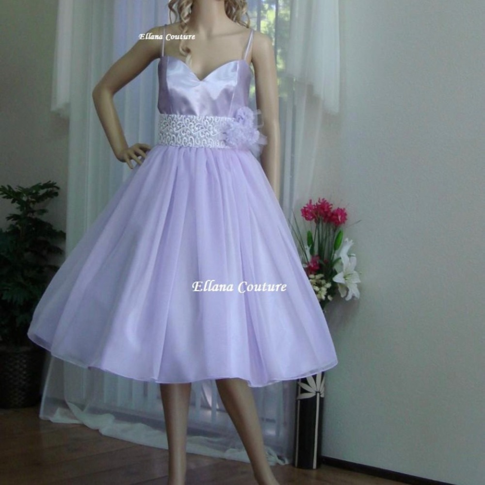 Ellana Couture NWOT - Lavender Cocktail Dress - Tea Length-Party Dress New Year